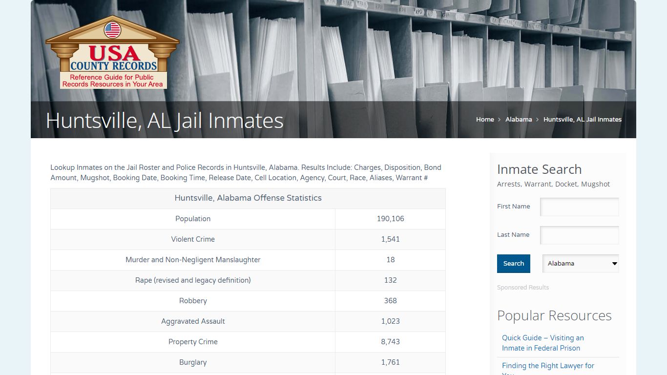 Huntsville, AL Jail Inmates | Name Search